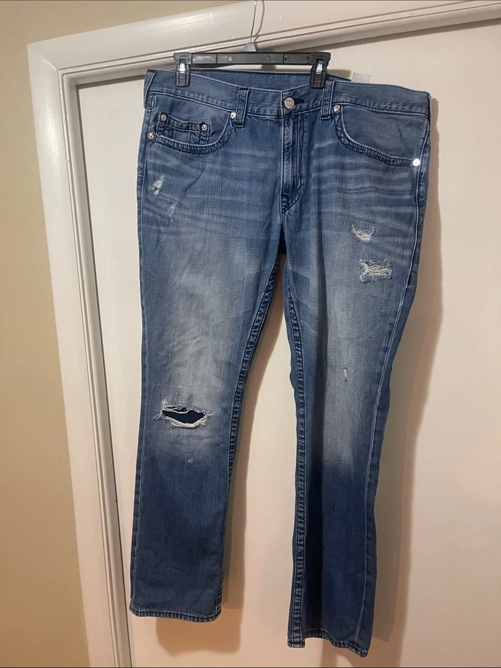 True Religion Light Blue Denim Jeans distressed size 44